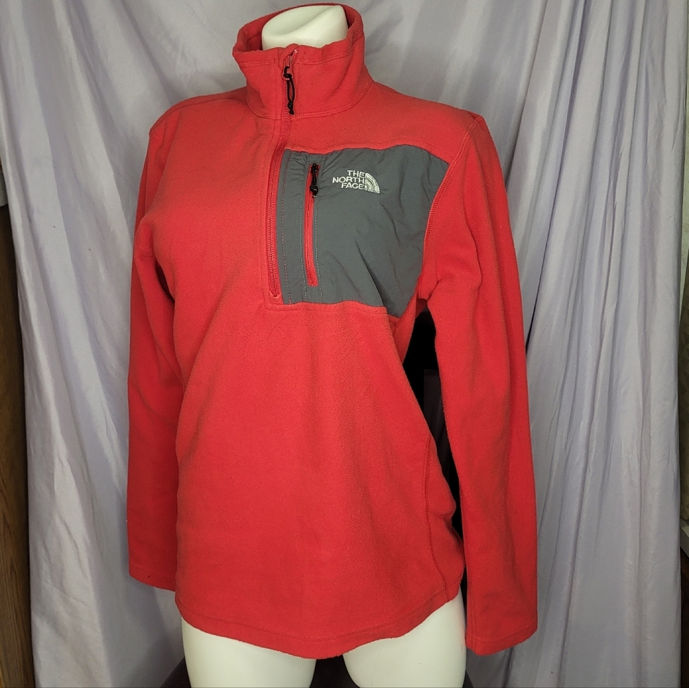The North Face Red and Gray Quarter-Zip Fleece